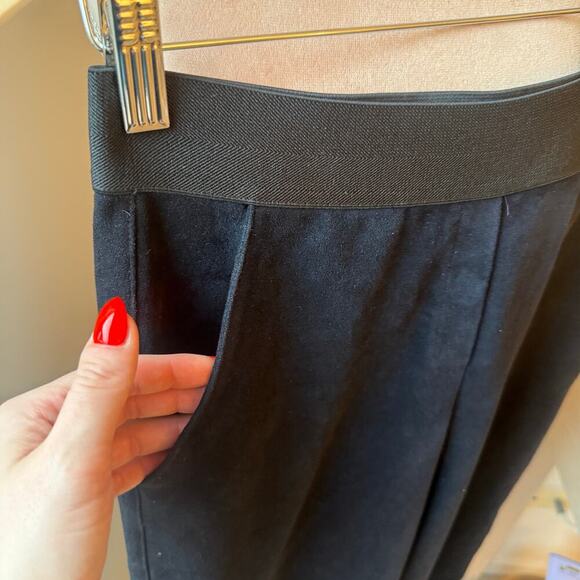 Raffauf Suede Wide Leg Black Cropped Pants Fall Career Quiet Luxury Luxe Size S - Picture 3 of 10